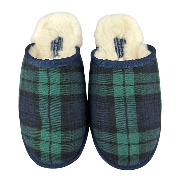 Vineyard Vines Mens Plaid Shearling Lined Slip On Slippers Size 7M - Picture 1 of 8